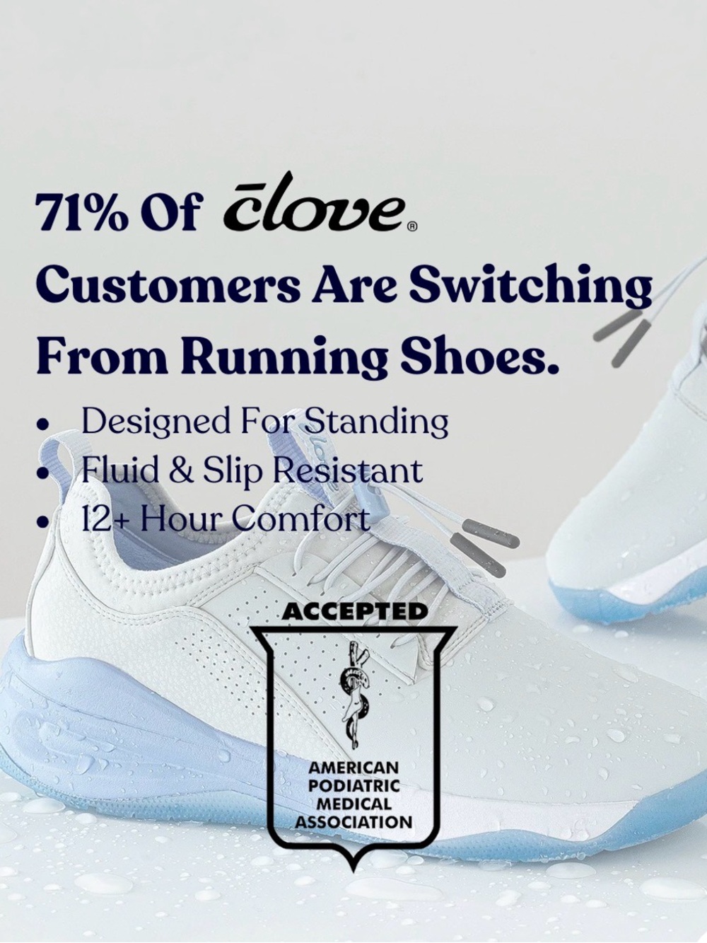 Clove Women's Classic - Grey Matter - Size 8, Slip Resistant Nursing Sneakers - Picture 3 of 9